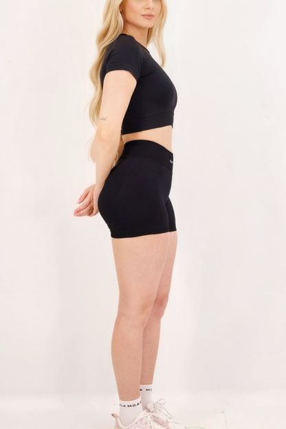 Sculpt Short Sleeve Top | Black