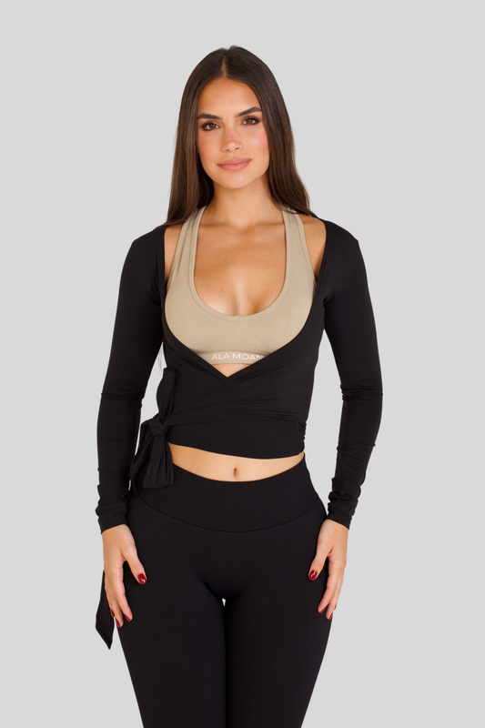 Aura Wrap Top — Black