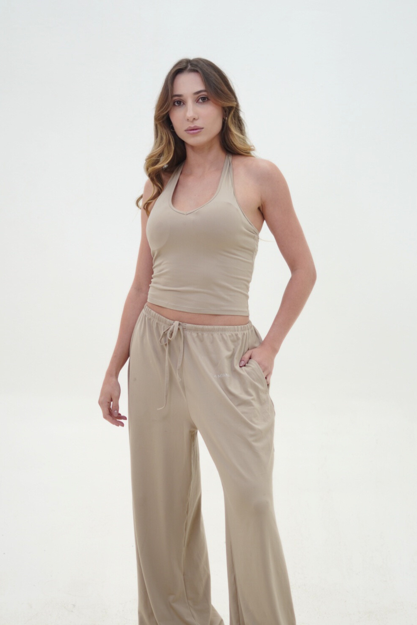 Soft Drape Flare Pants | Nude