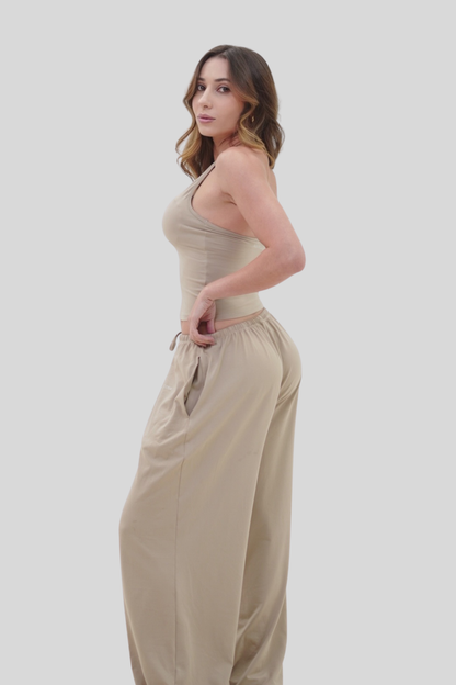 Soft Drape Flare Pants | Nude