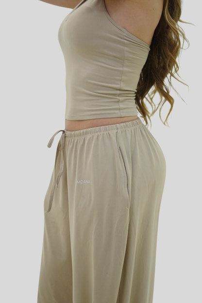 Soft Drape Flare Pants | Nude
