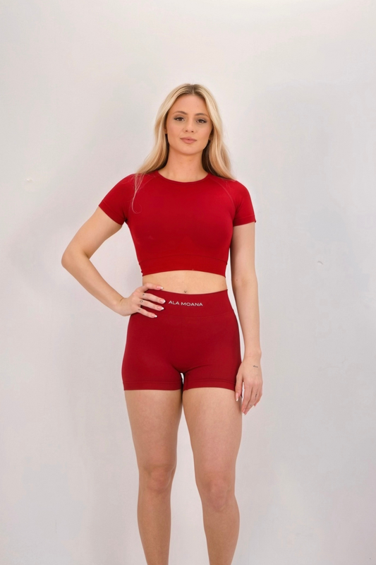 Sculpt Short Sleeve Top — Spicy Red