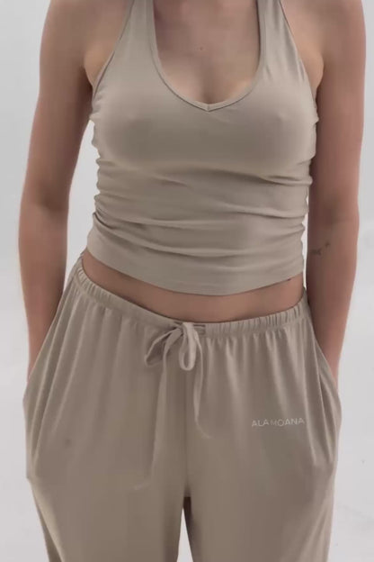 Soft Drape Flare Pants | Nude