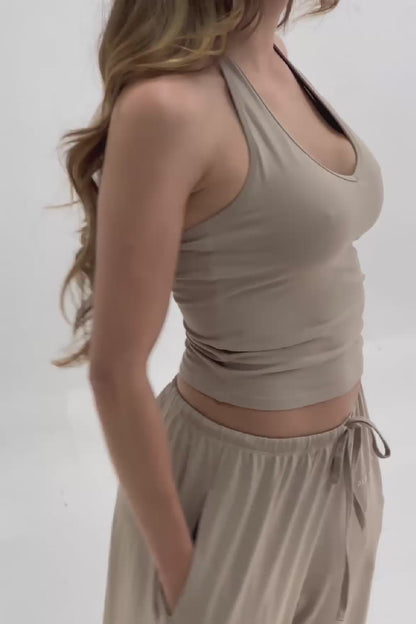 Soft Contour Halter Top | Nude
